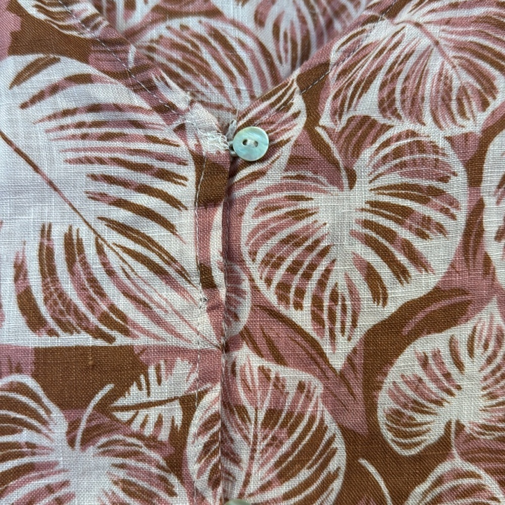 Tahari 100% Linen Long Sleeve Button Up Leaf/Floral Botanical Print Blouse Sz M - Picture 5 of 13
